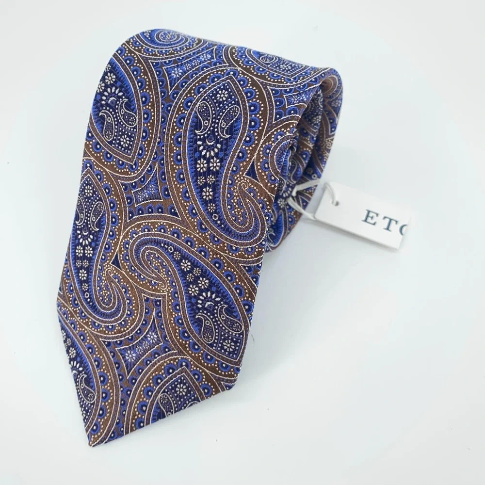 Eton Tie Mens One Size Multi Paisley Silk Classic Luxury Necktie England Made